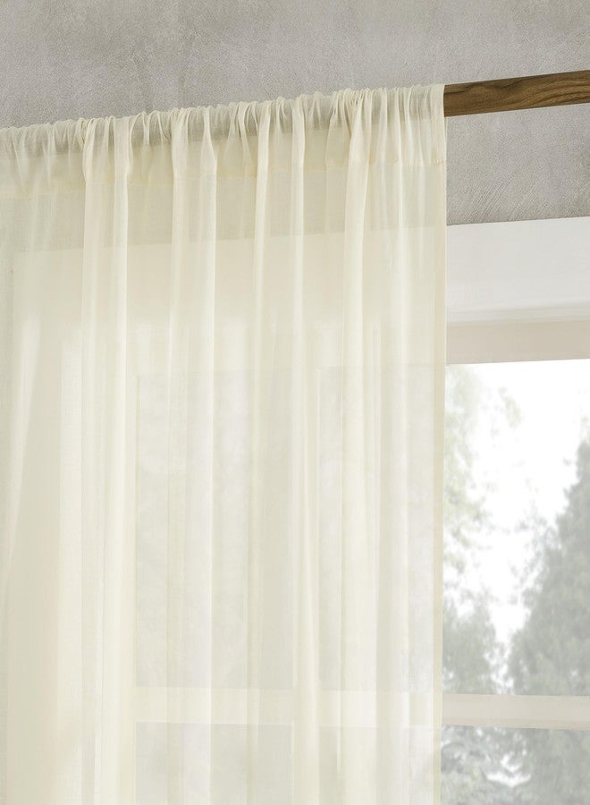Archaeo 100% Cotton Sheer Curtain, 50" x 84, Cream - Image 2
